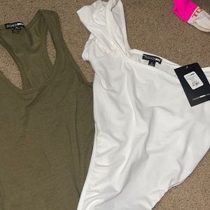 White fashion nova body suit top